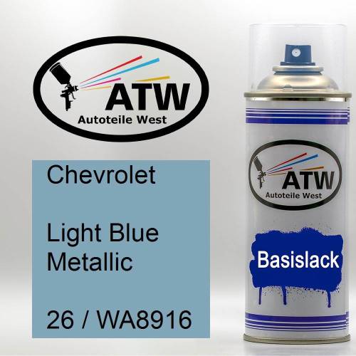 Chevrolet, Light Blue Metallic, 26 / WA8916: 400ml Sprühdose, von ATW Autoteile West.